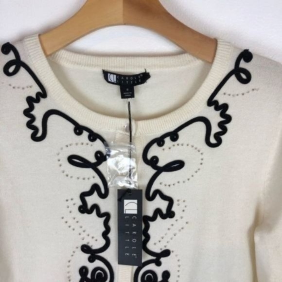 Cream Button up Cardigan Black Lace Light Academia NWT - Picture 3 of 6